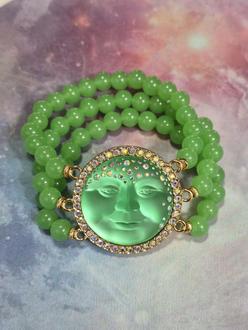 Kirks Folly Green Moon Face Bracelet - Picture 1 of 5